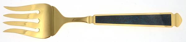 Krystallos-Blue (Gold Electroplate) Solid Serving Fork