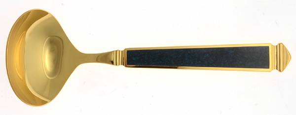 Krystallos-Blue (Gold Electroplate) Solid Gravy Ladle