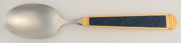 Krystallos-Blue (Stainless, Gold Accent) Place/Oval Soup Spoon