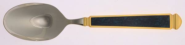 Krystallos-Blue (Stainless, Gold Accent) Tablespoon (Serving Spoon)