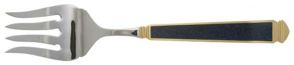Krystallos-Blue (Stainless, Gold Accent) Solid Serving Fork