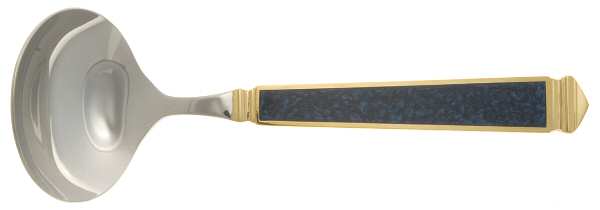 Krystallos-Blue (Stainless, Gold Accent) Solid Gravy Ladle