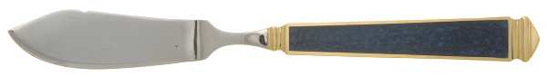 Krystallos-Blue (Stainless, Gold Accent) Flat Handle Master Butter Knife