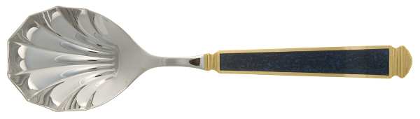 Krystallos-Blue (Stainless, Gold Accent) Solid Serving Spoon