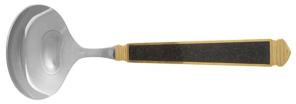 Krystallos-Black (Stainless, Gold Accent) Solid Gravy Ladle