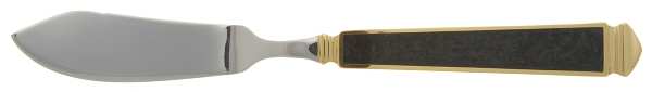 Krystallos-Black (Stainless, Gold Accent) Flat Handle Master Butter Knife