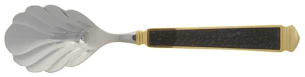 Krystallos-Black (Stainless, Gold Accent) Sugar Shell Spoon