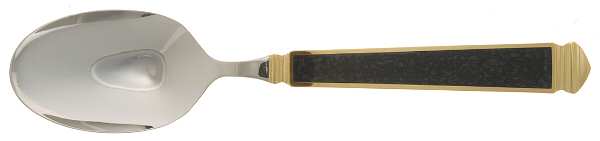 Krystallos-Black (Stainless, Gold Accent) Tablespoon (Serving Spoon)