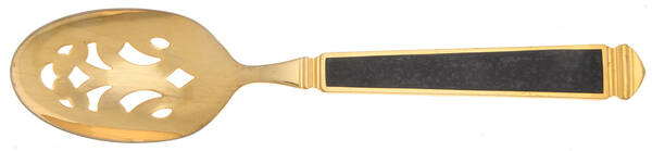 Krystallos-Black (Gold Electroplate) Pierced Tablespoon (Serving Spoon)