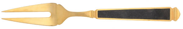Krystallos-Black (Gold Electroplate) Large Solid Cold Meat Serving Fork