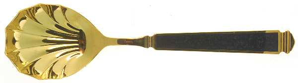 Krystallos-Black (Gold Electroplate) Solid Serving Spoon