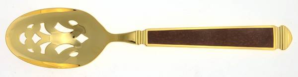 Krystallos-Cinnabar (Gold Electroplate) Pierced Tablespoon (Serving Spoon)