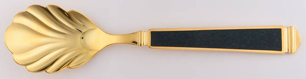 Krystallos-Malachite (Gold Electroplate) Sugar Shell Spoon