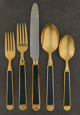 Krystallos-Malachite (Gold Electroplate) 5 Piece Place Setting