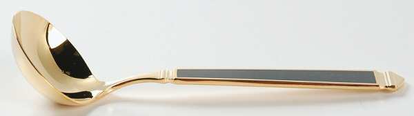 Krystallos-Malachite (Gold Electroplate) Solid Gravy Ladle
