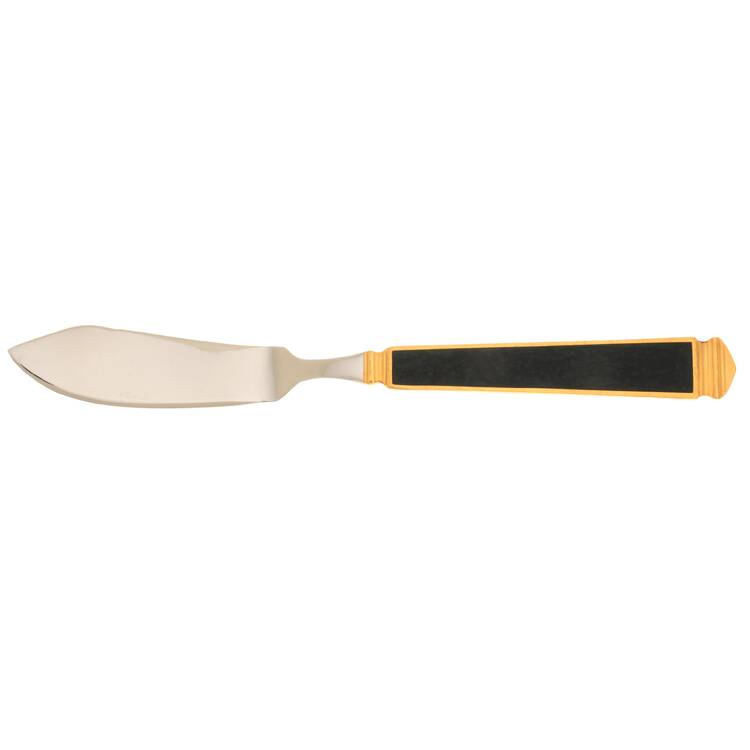 Krystallos-Malachite (Stainless, Gold Accent) Flat Handle Master Butter Knife
