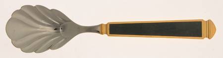 Krystallos-Malachite (Stainless, Gold Accent) Sugar Shell Spoon