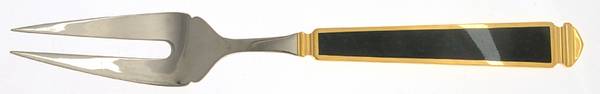 Krystallos-Malachite (Stainless, Gold Accent) Solid Serving Fork