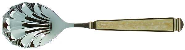 Krystallos-Pearl (Stainless, Gold Accent) Solid Serving Spoon