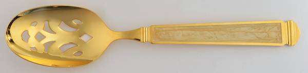 Krystallos-Pearl (Gold Electroplate) Pierced Tablespoon (Serving Spoon)