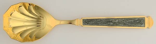 Krystallos-Slate Blue (Gold Electroplate) Solid Serving Spoon