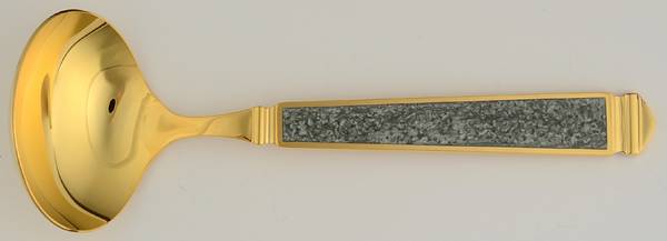 Krystallos-Slate Blue (Gold Electroplate) Solid Gravy Ladle