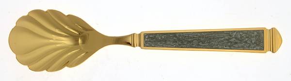 Krystallos-Slate Blue (Gold Electroplate) Sugar Shell Spoon