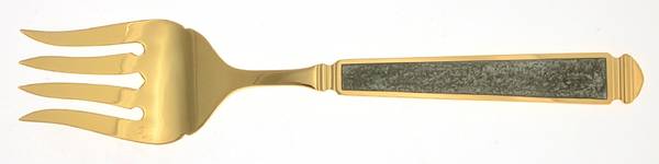 Krystallos-Slate Blue (Gold Electroplate) Solid Serving Fork
