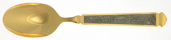 Krystallos-Slate Blue (Gold Electroplate) Tablespoon (Serving Spoon)