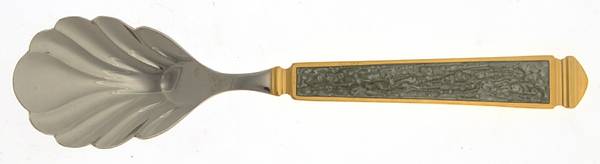 Krystallos-Slate Blue (Stainless, Gold Accent) Sugar Shell Spoon