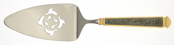 Krystallos-Slate Blue (Stainless, Gold Accent) Solid Pastry Server