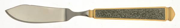 Krystallos-Slate Blue (Stainless, Gold Accent) Flat Handle Master Butter Knife