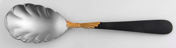 Lindi (Stainless-Black Handle-Gold Accent) Sugar Shell Spoon