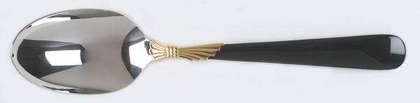 Lindi (Stainless-Black Handle-Gold Accent) Tablespoon (Serving Spoon)