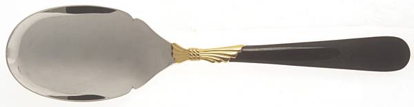Lindi (Stainless-Black Handle-Gold Accent) Solid Serving Spoon