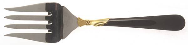 Lindi (Stainless-Black Handle-Gold Accent) Solid Serving Fork