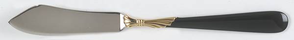 Lindi (Stainless-Black Handle-Gold Accent) Flat Handle Master Butter Knife