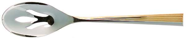 Linear-Gold (Stainless, Gold Accent) Pierced Tablespoon (Serving Spoon)