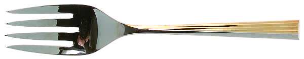 Linear-Gold (Stainless, Gold Accent) Medium Solid Cold Meat Serving Fork