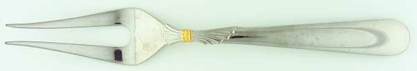Lindi (Stainless, Gold Knot Accent) Medium Solid Cold Meat Serving Fork