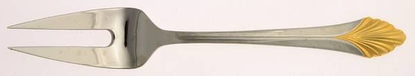 Monique Gold (Stainless-Gold Accent) Medium Solid Cold Meat Serving Fork