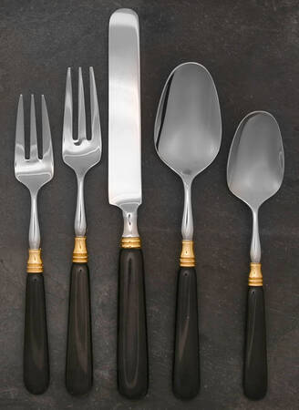 Old Denmark-Black (Stainless, Gold Accent) 5 Piece Place Setting