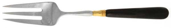 Old Denmark-Black (Stainless, Gold Accent) Large Solid Cold Meat Serving Fork