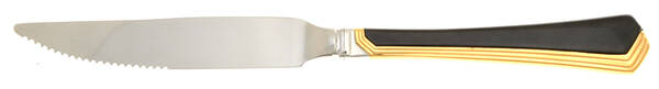Ramona (Stainless-Black Handle-Gold Accent) Steak Knife Individual Hollow, Serrate HC