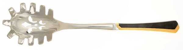 Ramona (Stainless-Black Handle-Gold Accent) Pasta Server with Stainless Bowl HC