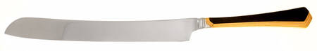 Ramona (Stainless-Black Handle-Gold Accent) Wedding Cake Knife with Stainless Blade HC