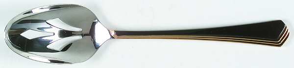 Ramona (Stainless-Black Handle-Gold Accent) Pierced Tablespoon (Serving Spoon) by Yamazaki
