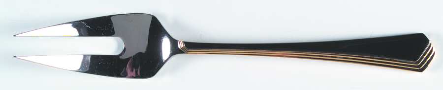 Ramona (Stainless-Black Handle-Gold Accent) Large Solid Cold Meat Serving Fork by Yamazaki