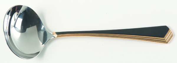 Ramona (Stainless-Black Handle-Gold Accent) Solid Gravy Ladle by Yamazaki