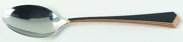 Ramona (Stainless-Black Handle-Gold Accent) Place/Oval Soup Spoon by Yamazaki